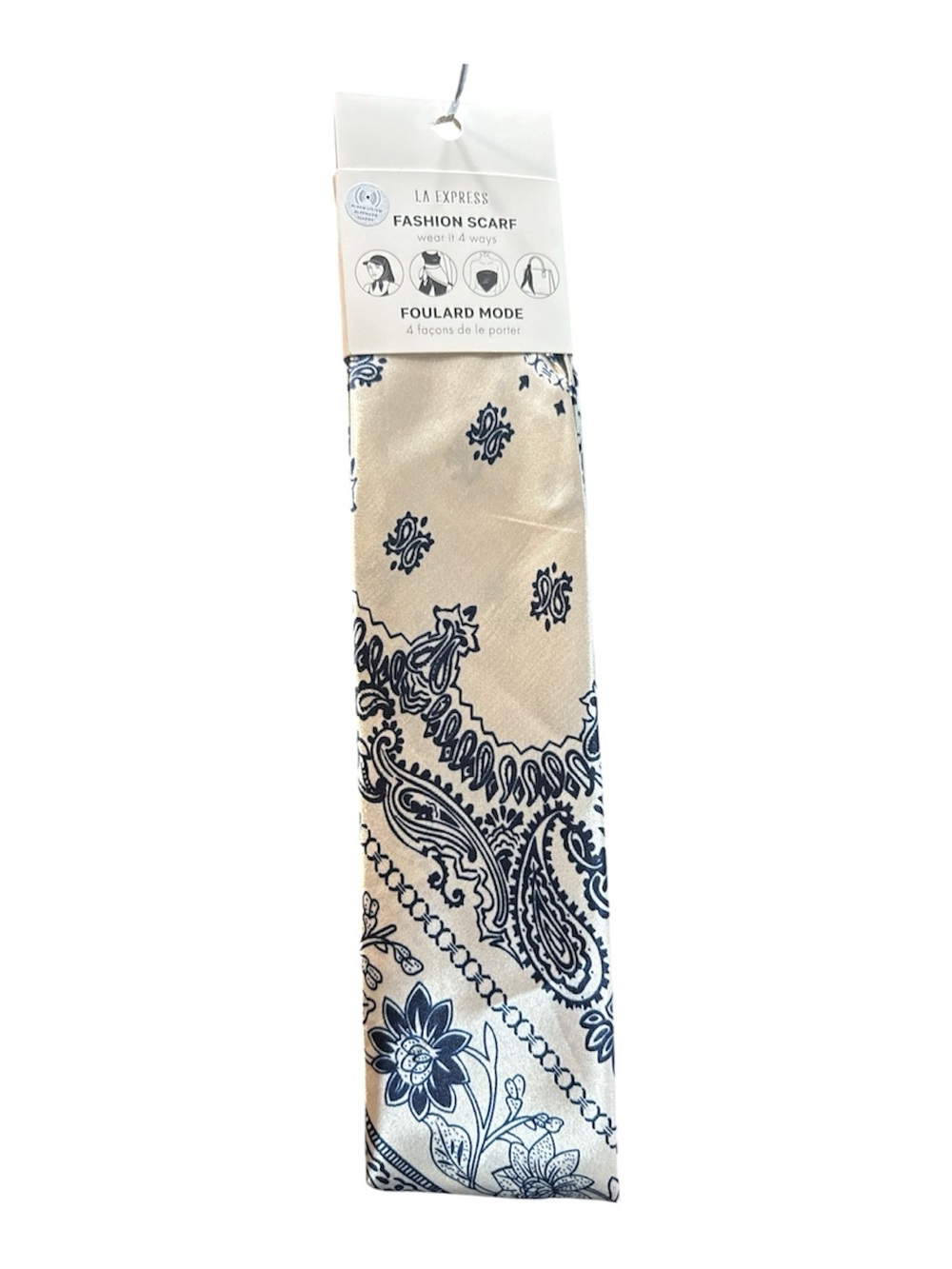 Express Cream and Navy Paisley Fashion Scarf